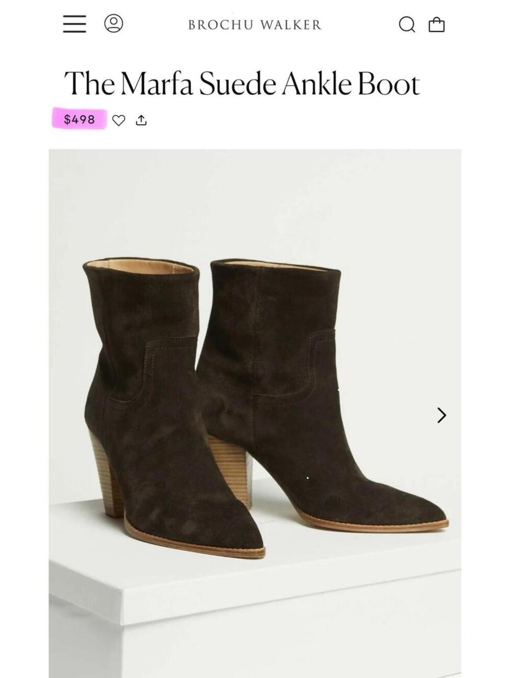 $498 New Brochu Walker Size 8 Marfa Suede Ankle Boots Saddle Brown